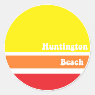 Huntington Beach Retro-Aufkleber Runder Aufkleber