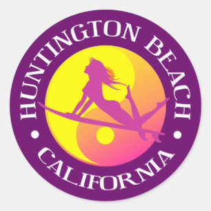 Huntington Beach Runder Aufkleber