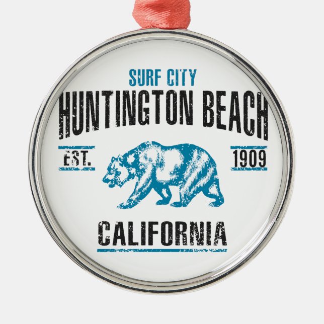 Huntington Beach Silbernes Ornament (Vorne)