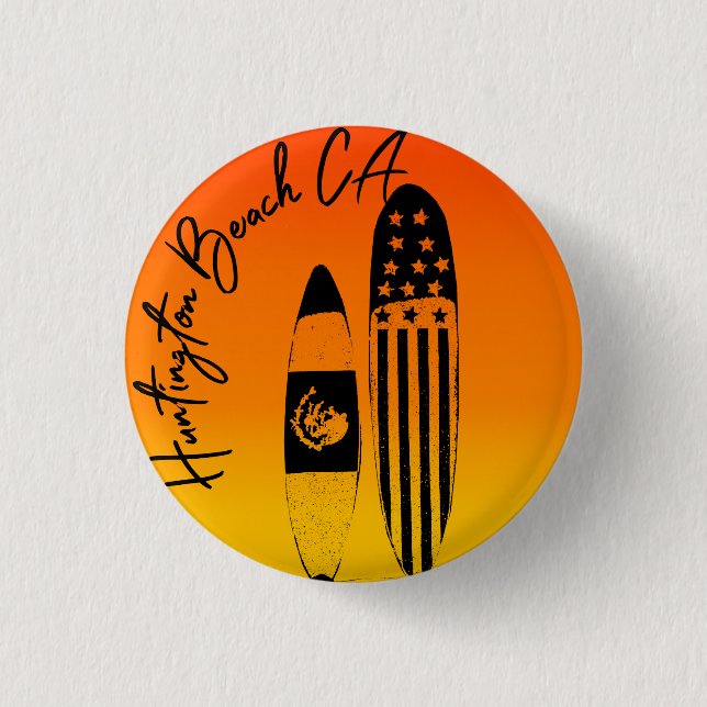 Huntington Beach Surfboards und Sunsets Button (Vorderseite)