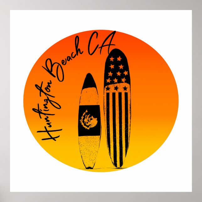 Huntington Beach Surfboards und Sunsets Poster (Vorne)