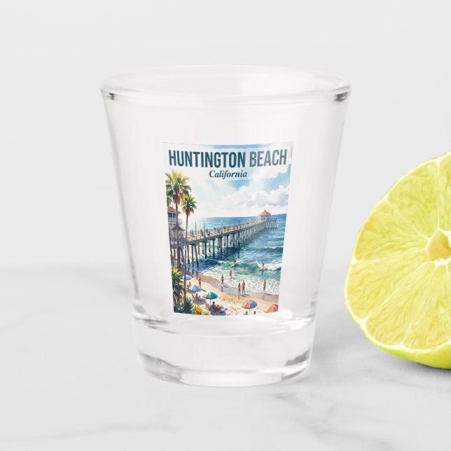 Huntington Beach USA Schnapsglas (Vorderseite)
