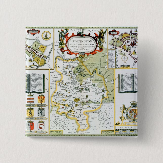 Huntington, graviert von Jodocus Hondius Button (Vorderseite)