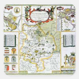 Huntington, graviert von Jodocus Hondius Quadratischer Aufkleber