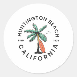 Huntington Kalifornien Beach Surf Sommerurlaub Runder Aufkleber