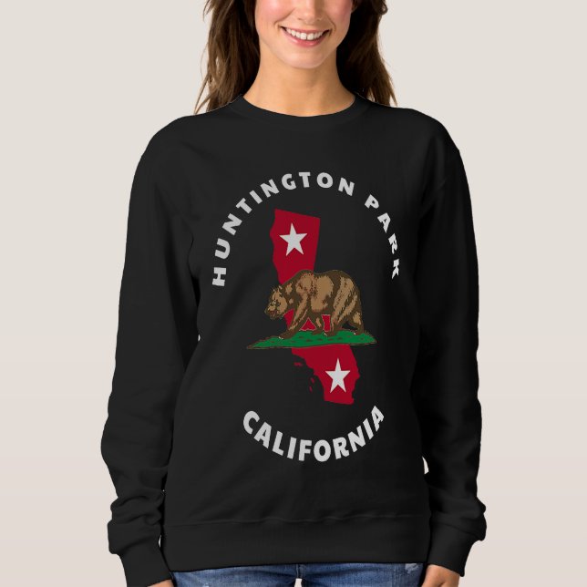 Huntington Park California CA Flag and Bear Badge  Sweatshirt (Vorderseite)