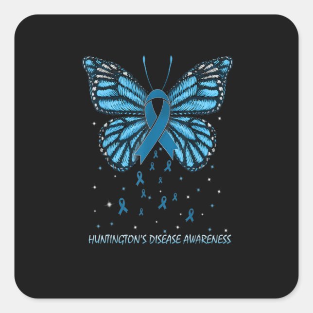 Huntington’S Disease Awareness Butterfly Quadratischer Aufkleber (Vorderseite)