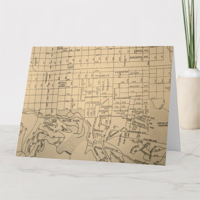 Huntington, WV Vintage Karte (Vorderseite)