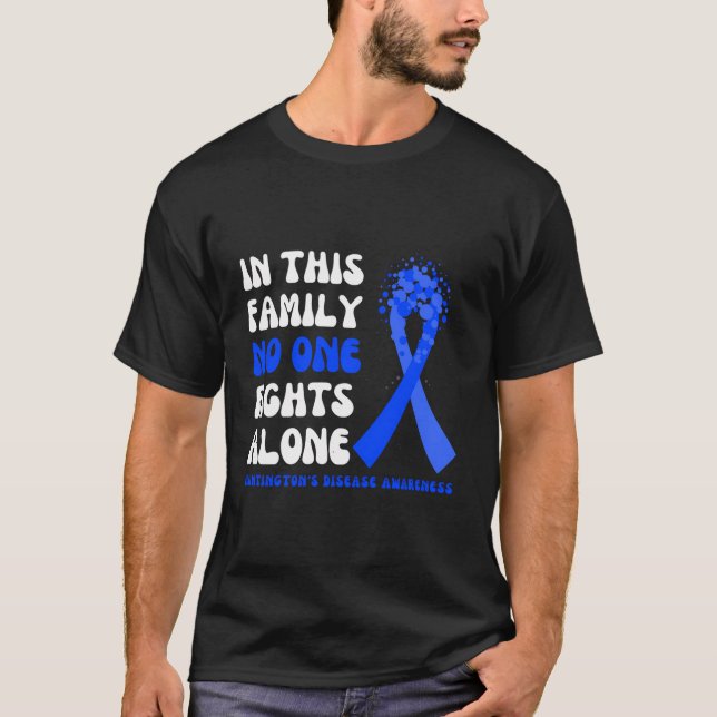 Huntington's Disease Awareness Blue Ribbon Family T-Shirt (Vorderseite)