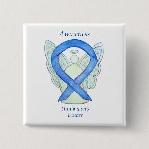 Huntington's Disease Awareness Ribbon Angel Button
