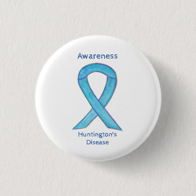 Huntington's Disease Awareness Ribbon Custom Butto Button (Vorderseite)