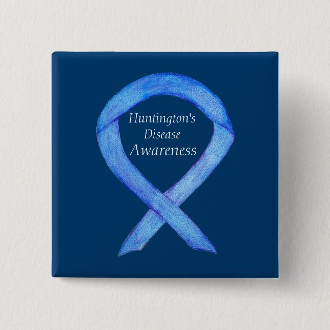 Huntington's Disease Awareness Ribbon Custom Butto Button (Vorderseite)