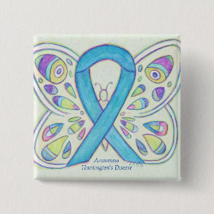 Huntington's Disease Butterfly Awareness Button