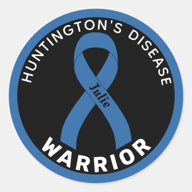 Huntington's Disease Warrior Ribbon Black Runder Aufkleber (Vorderseite)
