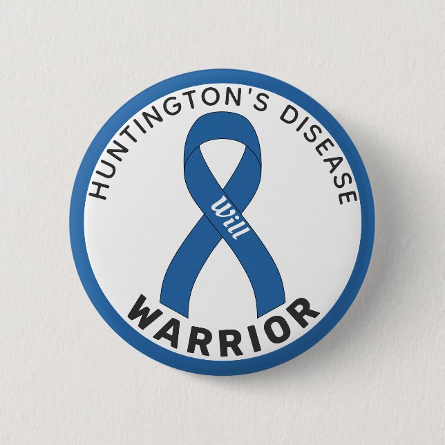 Huntington's Disease Warrior Ribbon White Button (Vorderseite)