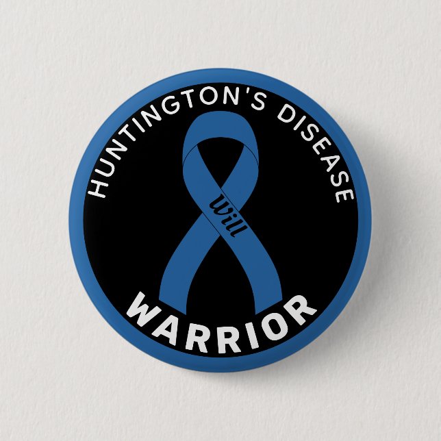 Huntington's Disease Warrior Ribbon White Button (Vorderseite)