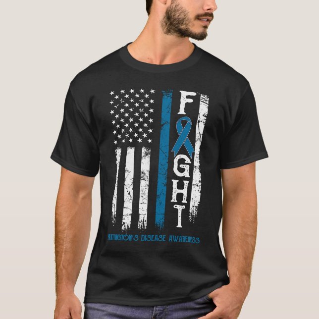 Huntington's Disease Warrior US Flag T-Shirt (Vorderseite)