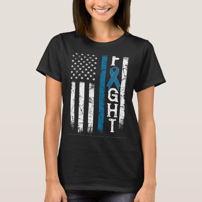 Huntington's Disease Warrior US Flag T-Shirt (Vorderseite)