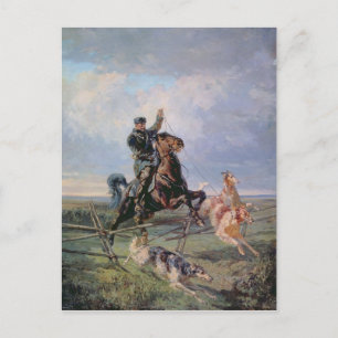Huntsman mit den Borzois, 1872 Postkarte