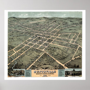 Huntsville, AL panoramische Karte - 1871 Poster