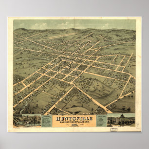 Huntsville Alabama 1871 Panoramakarte Poster