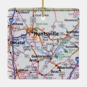 Huntsville Alabama Map Keramikornament