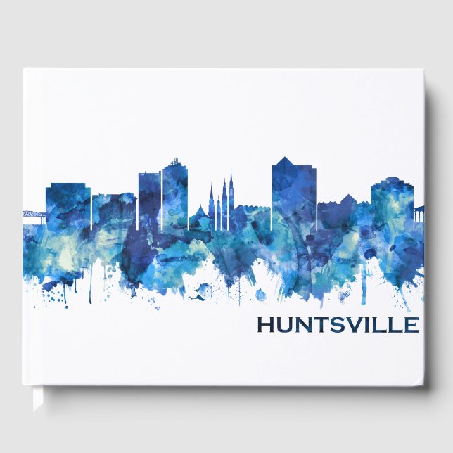 Huntsville Alabama Skyline Blue Gästebuch (Vorderseite)