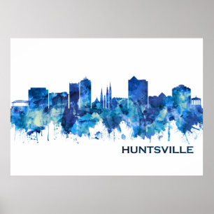Huntsville Alabama Skyline Blue Poster