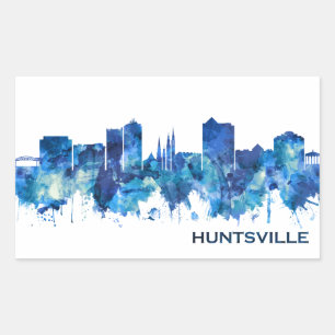 Huntsville Alabama Skyline Blue Rechteckiger Aufkleber