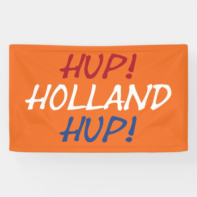 Hup Holland Hup überlagerte sich auf NLD Flag auf  Banner (Horizontal)