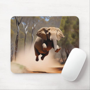 "Hüpfende Freude: Der Sprung der animierten Elefan Mousepad