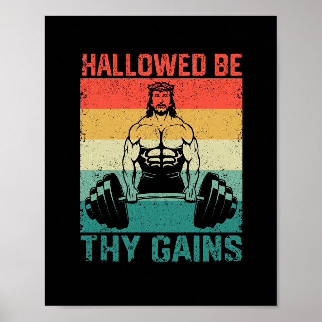 Hürde deine Errungenschaften Jesus Bodybuilding Poster (Vorne)