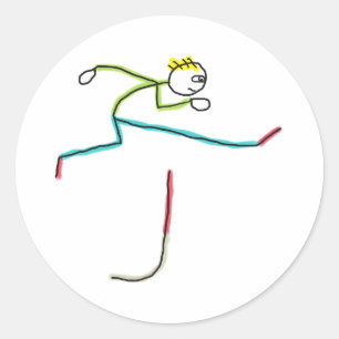 Hürdenstickman Runder Aufkleber