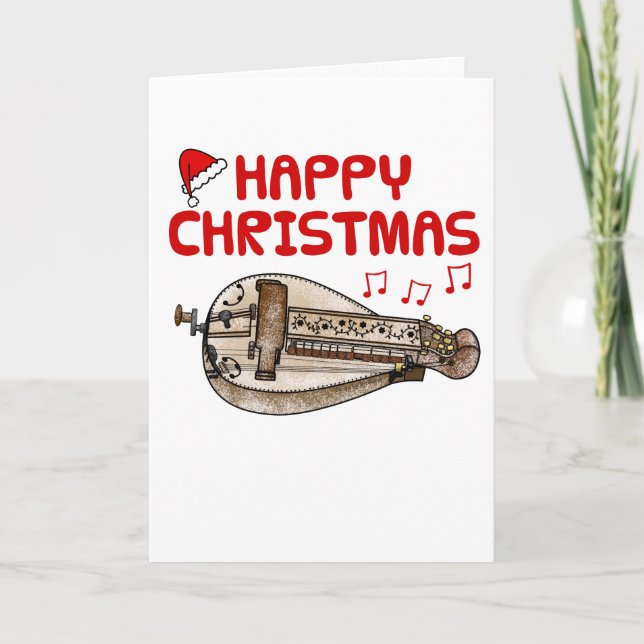 Hurdy Gurdy Christmas Card Folk Musician Dankeskarte (Vorderseite)