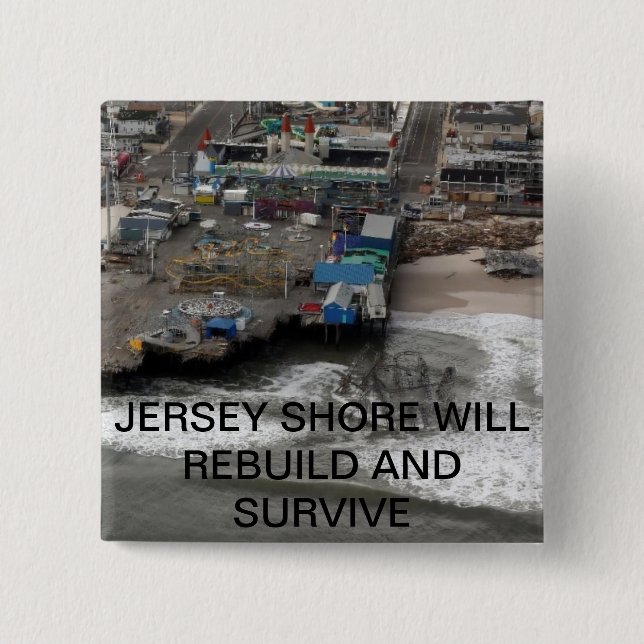 Huricane Sandy und Wiederaufbau des Jersey-Ufers Button (Vorderseite)