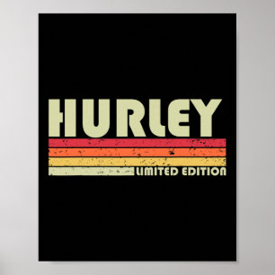 Hurley Nachname Lustig Retro Vintage 80er 90er Geb Poster