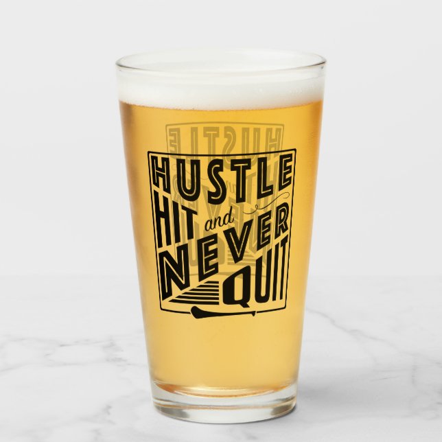 Hurling Hustle Hit & Never Quit, GAA Gaelic Games Glas (Vorne (Gefüllt))