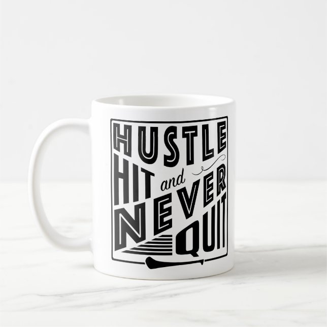 Hurling Hustle Hit & Never Quit, GAA Gaelic Games Kaffeetasse (Links)