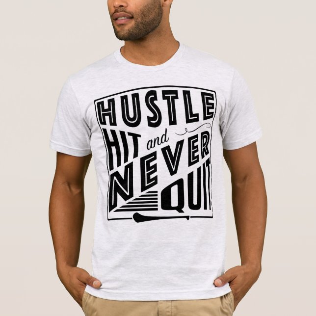 Hurling Hustle Hit & Never Quit, GAA Gaelic Games T-Shirt (Vorderseite)