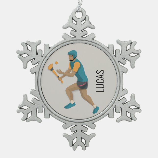 Hurling Schneeflocken Zinn-Ornament (Vorderseite)