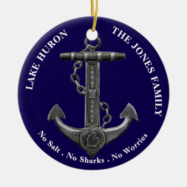 Huron Patriotic Not leidender Anker nautisch Keramik Ornament (Vorne)