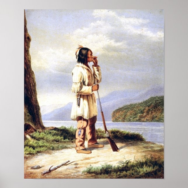 Huron-Wendat-Jäger ruft Elch Poster (Vorne)