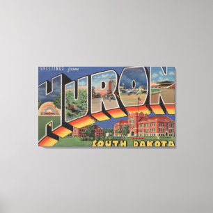 Hurone, South Dakota - große Buchstabe-Szenen Leinwanddruck