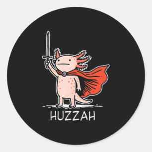 Hurra Axolotl Ritter Lustiges Schwert Meme Zitat Runder Aufkleber