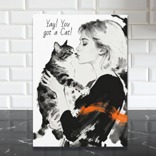 Hurra! Du hast eine Katze Herzlichen Glückwunsch Karte