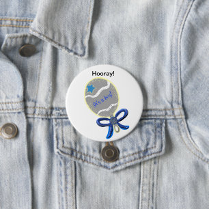 Hurra! Es ist ein Junge! Blaue Stern Ankündigungst Button