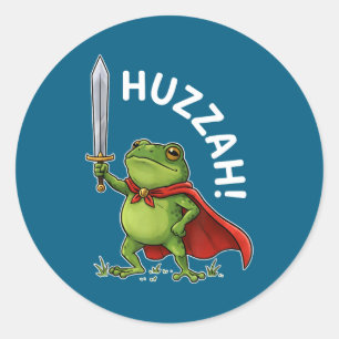 Hurra Frosch Ritter Lustiges Schwert Meme Frosch Z Runder Aufkleber