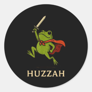 Hurra Froschritter Lustiges Schwert Meme Zitat  Runder Aufkleber