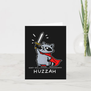 Hurra Waschbär Ritter Lustiges Schwert Meme Zitat Karte
