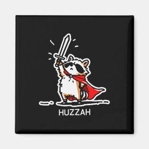 Hurra Waschbär Ritter Lustiges Schwert Meme Zitat Magnet